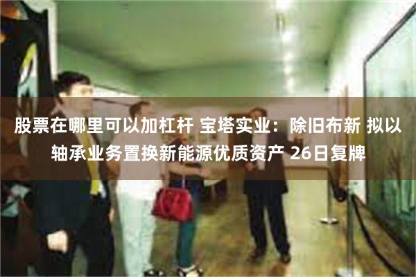 股票在哪里可以加杠杆 宝塔实业：除旧布新 拟以轴承业务置换新能源优质资产 26日复牌