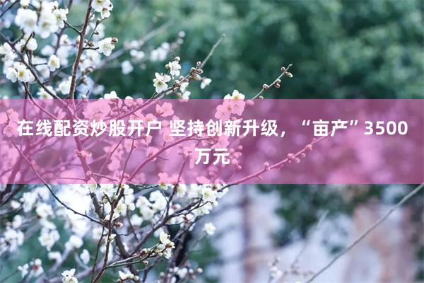 在线配资炒股开户 坚持创新升级，“亩产”3500万元