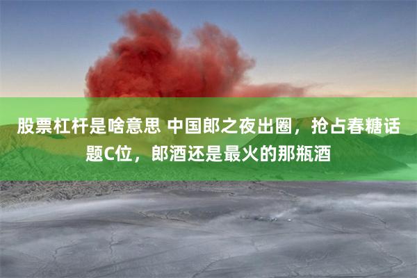 股票杠杆是啥意思 中国郎之夜出圈，抢占春糖话题C位，郎酒还是最火的那瓶酒