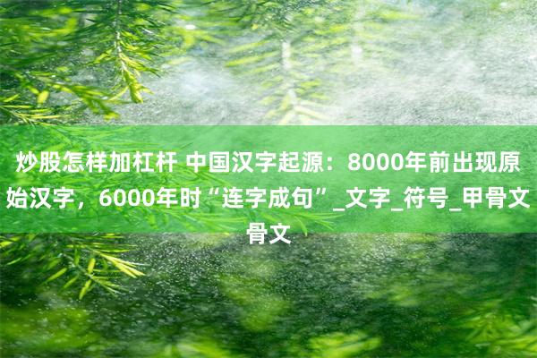 炒股怎样加杠杆 中国汉字起源：8000年前出现原始汉字，6000年时“连字成句”_文字_符号_甲骨文