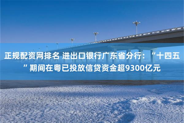 正规配资网排名 进出口银行广东省分行：“十四五”期间在粤已投放信贷资金超9300亿元