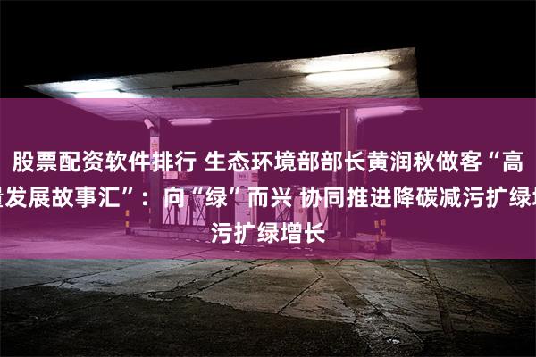 股票配资软件排行 生态环境部部长黄润秋做客“高质量发展故事汇”：向“绿”而兴 协同推进降碳减污扩绿增长